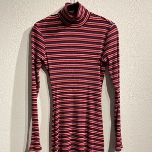 REFORMATION Multi-Stripe High Neck/Skivvy Dress